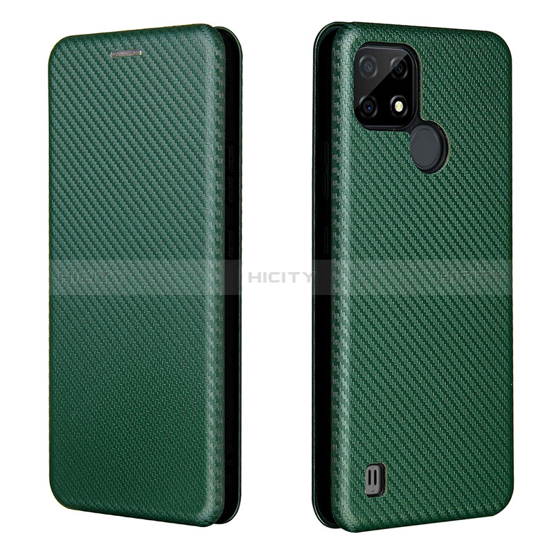 Custodia Portafoglio In Pelle Cover con Supporto L07Z per Realme C21 Verde