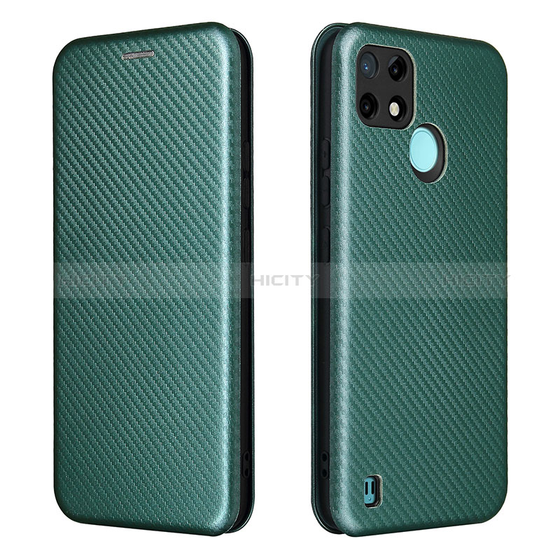 Custodia Portafoglio In Pelle Cover con Supporto L07Z per Realme C21Y Verde