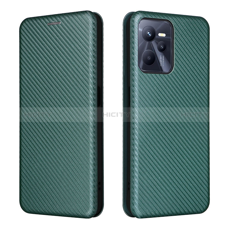 Custodia Portafoglio In Pelle Cover con Supporto L07Z per Realme C35 Verde