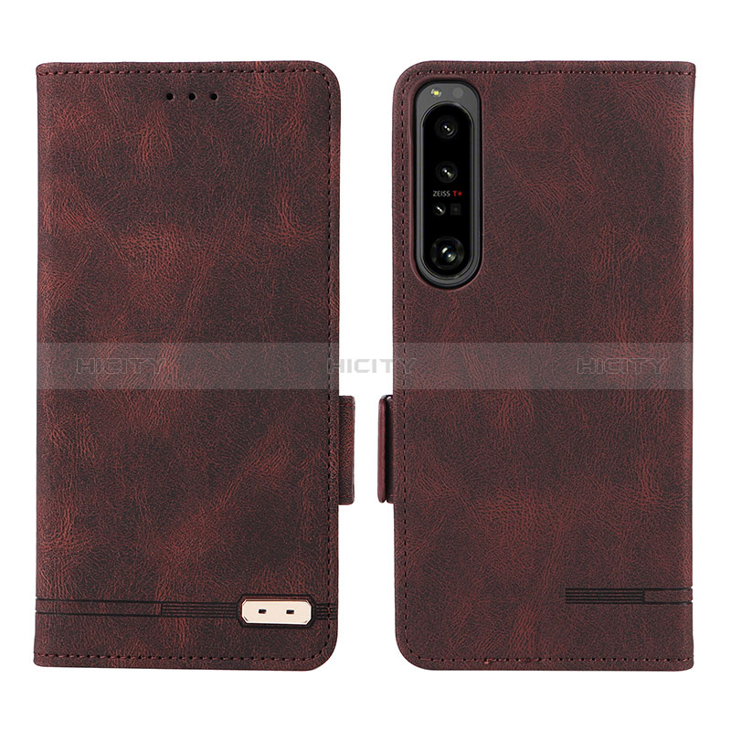 Custodia Portafoglio In Pelle Cover con Supporto L07Z per Sony Xperia 1 IV SO-51C Marrone