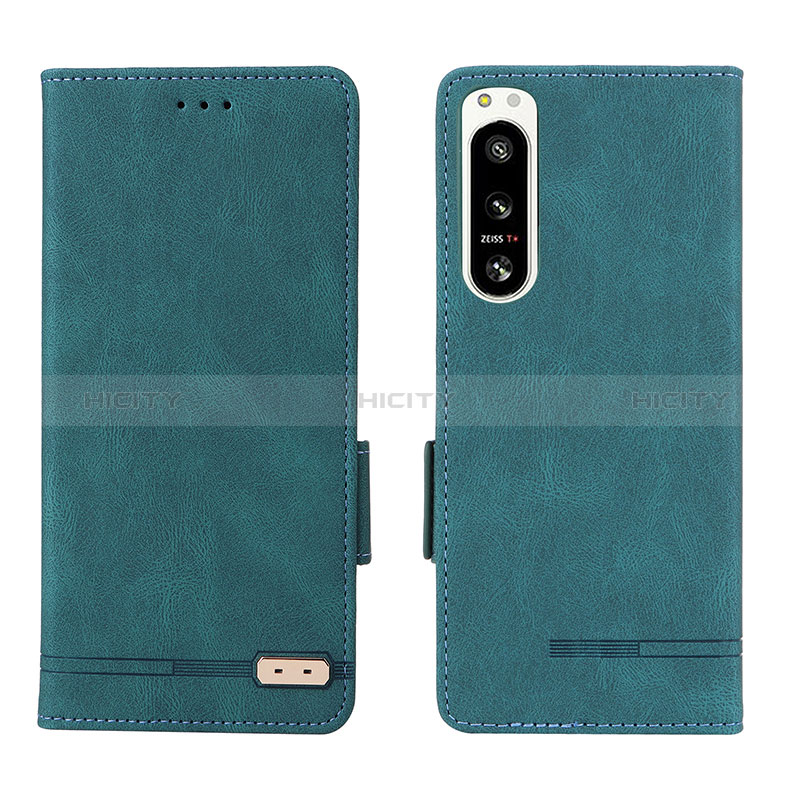 Custodia Portafoglio In Pelle Cover con Supporto L07Z per Sony Xperia 5 IV Verde