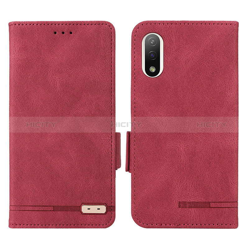 Custodia Portafoglio In Pelle Cover con Supporto L07Z per Sony Xperia Ace III SO-53C Rosso