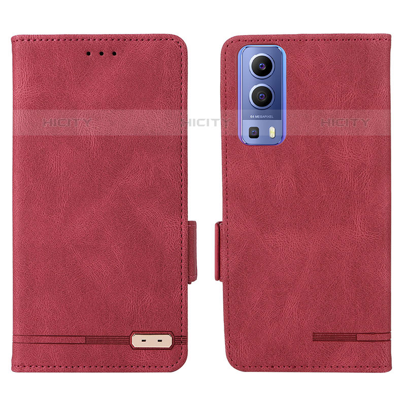 Custodia Portafoglio In Pelle Cover con Supporto L07Z per Vivo iQOO Z3 5G Rosso