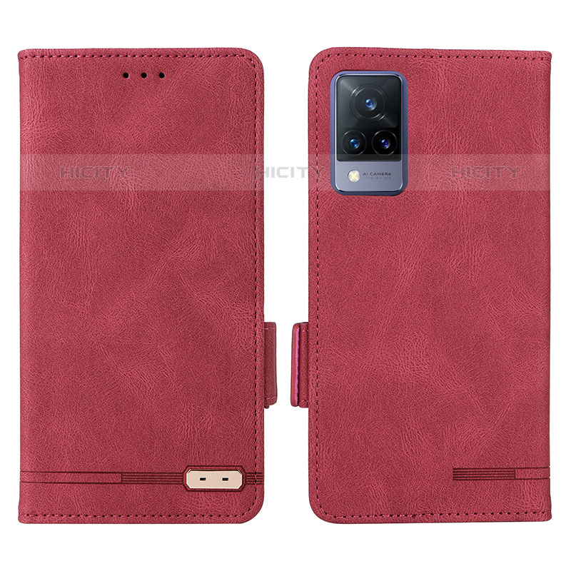 Custodia Portafoglio In Pelle Cover con Supporto L07Z per Vivo V21s 5G Rosso