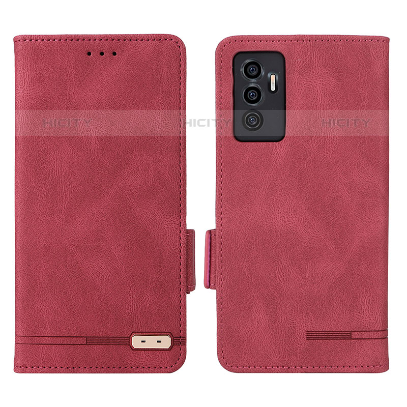 Custodia Portafoglio In Pelle Cover con Supporto L07Z per Vivo V23e Rosso