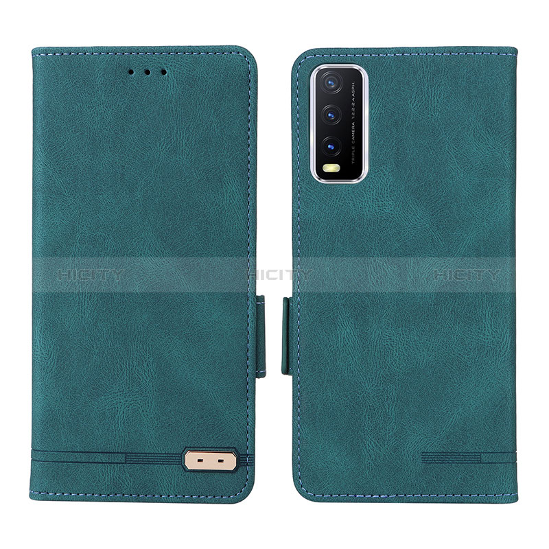 Custodia Portafoglio In Pelle Cover con Supporto L07Z per Vivo Y12s (2021) Verde