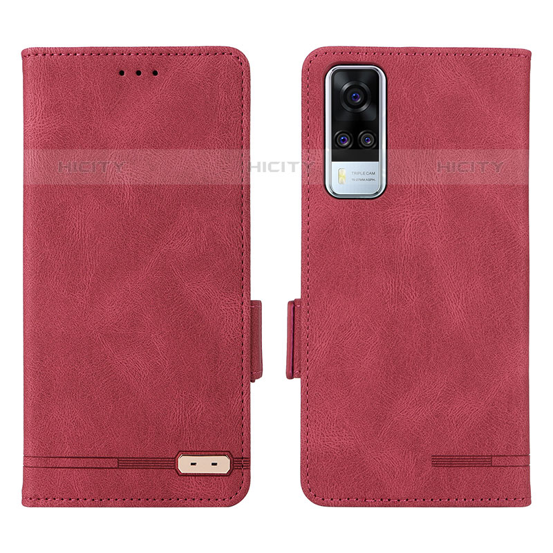 Custodia Portafoglio In Pelle Cover con Supporto L07Z per Vivo Y51A Rosso