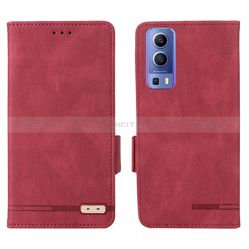 Custodia Portafoglio In Pelle Cover con Supporto L07Z per Vivo Y72 5G Rosso