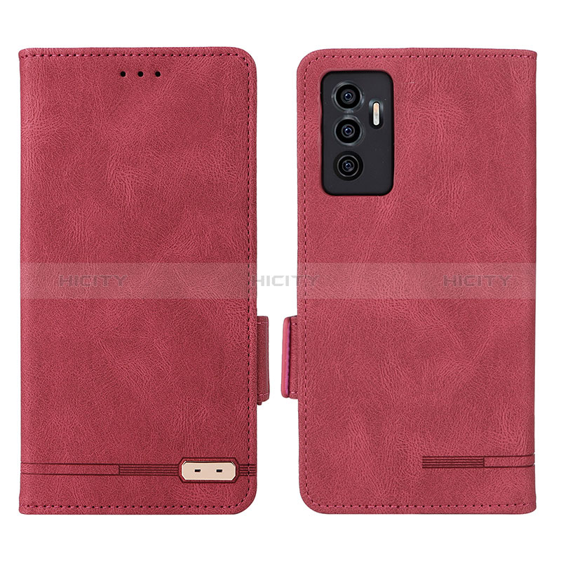 Custodia Portafoglio In Pelle Cover con Supporto L07Z per Vivo Y75 4G Rosso