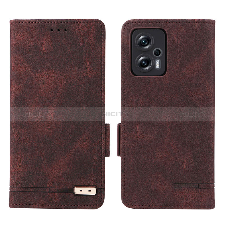 Custodia Portafoglio In Pelle Cover con Supporto L07Z per Xiaomi Redmi Note 11T Pro 5G Marrone