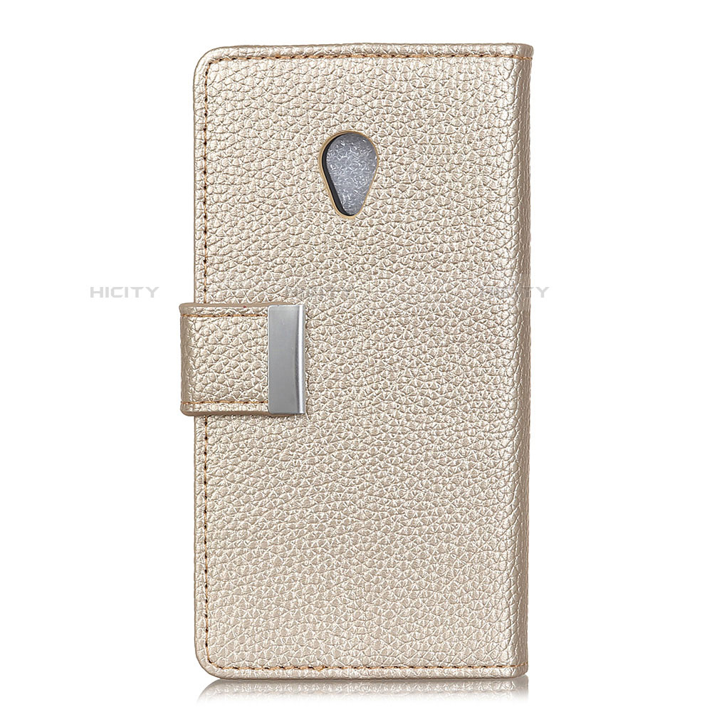 Custodia Portafoglio In Pelle Cover con Supporto L08 per Alcatel 1X (2019) Oro