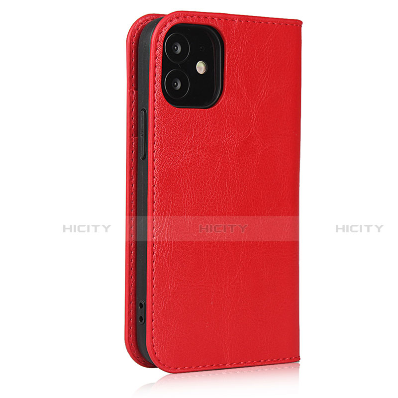 Custodia Portafoglio In Pelle Cover con Supporto L08 per Apple iPhone 12 Mini Rosso