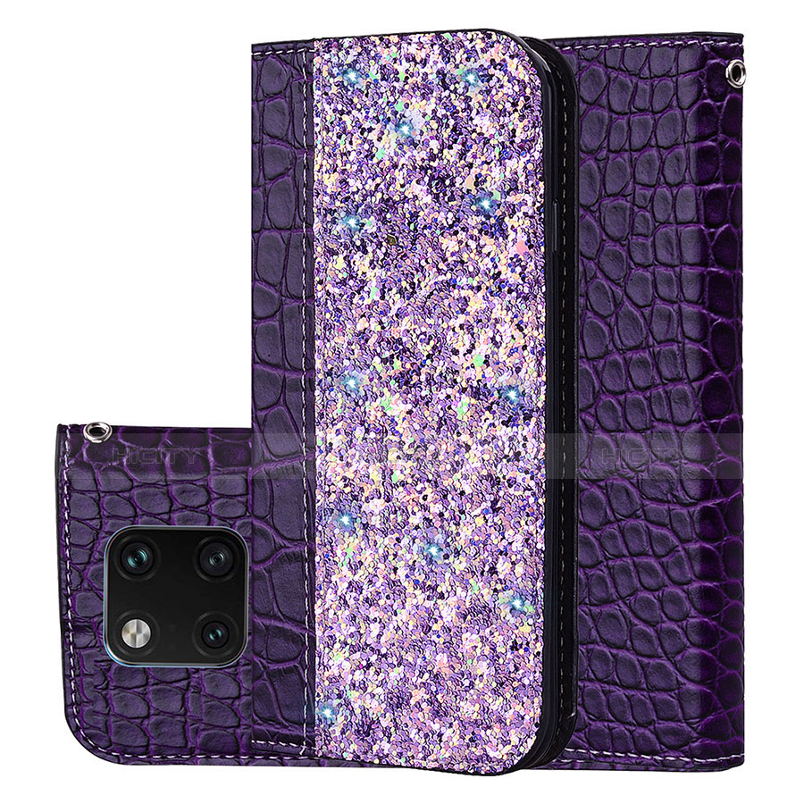 Custodia Portafoglio In Pelle Cover con Supporto L08 per Huawei Mate 20 Pro Viola