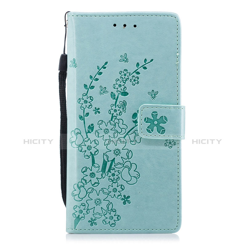 Custodia Portafoglio In Pelle Cover con Supporto L08 per Huawei P20 Ciano