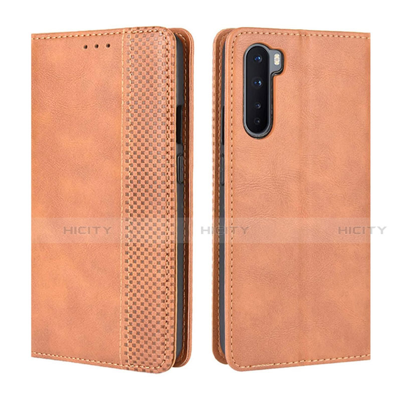 Custodia Portafoglio In Pelle Cover con Supporto L08 per OnePlus Nord Arancione