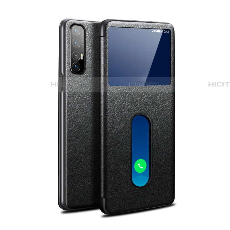 Custodia Portafoglio In Pelle Cover con Supporto L08 per Oppo Reno3 Pro Nero