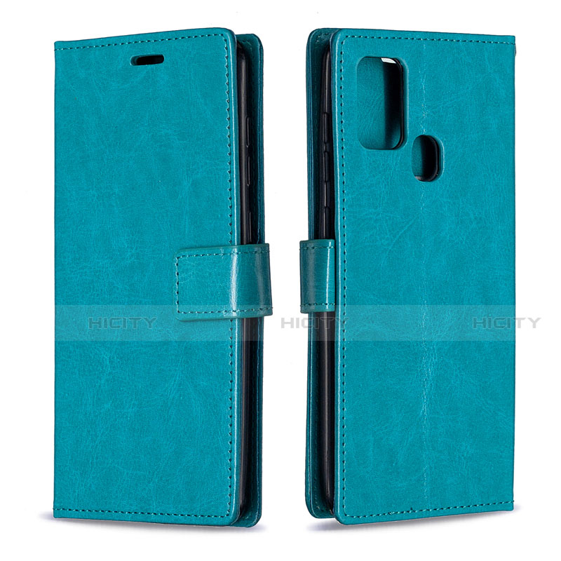 Custodia Portafoglio In Pelle Cover con Supporto L08 per Samsung Galaxy A21s Cielo Blu