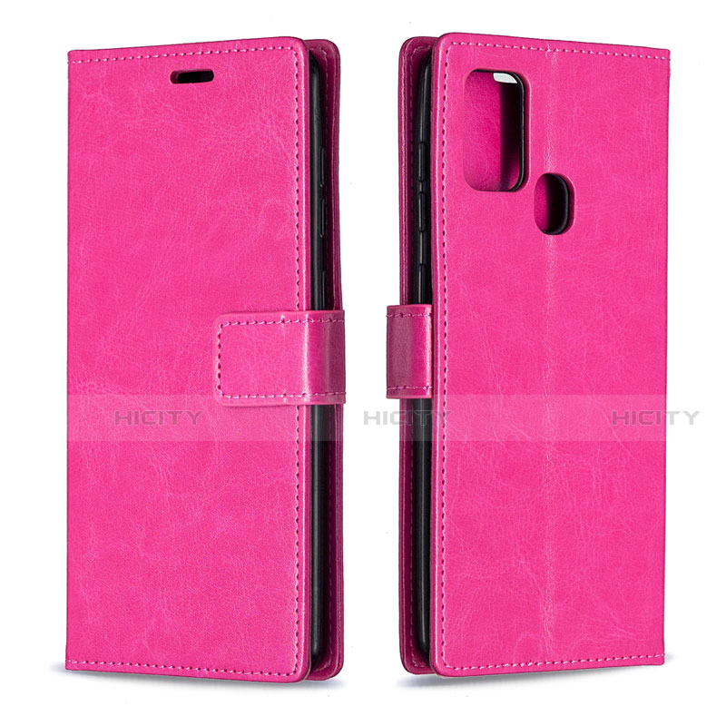 Custodia Portafoglio In Pelle Cover con Supporto L08 per Samsung Galaxy A21s Rosa Caldo