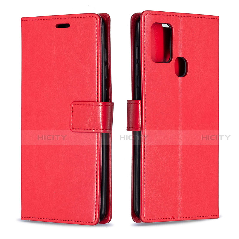 Custodia Portafoglio In Pelle Cover con Supporto L08 per Samsung Galaxy A21s Rosso