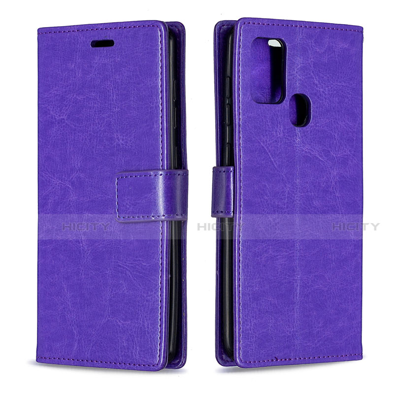 Custodia Portafoglio In Pelle Cover con Supporto L08 per Samsung Galaxy A21s Viola