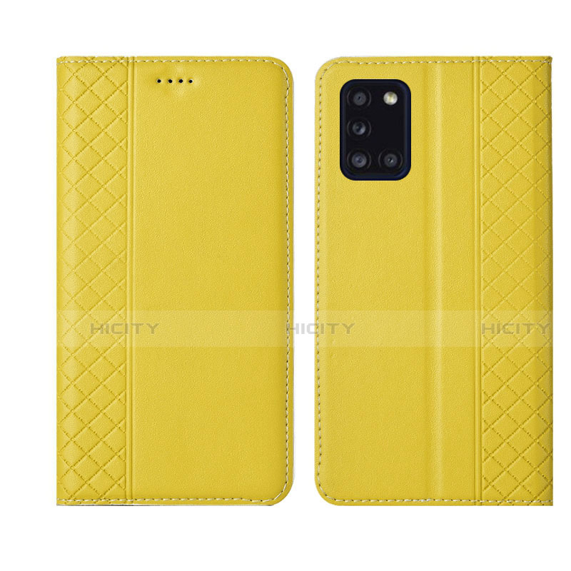 Custodia Portafoglio In Pelle Cover con Supporto L08 per Samsung Galaxy A31 Giallo