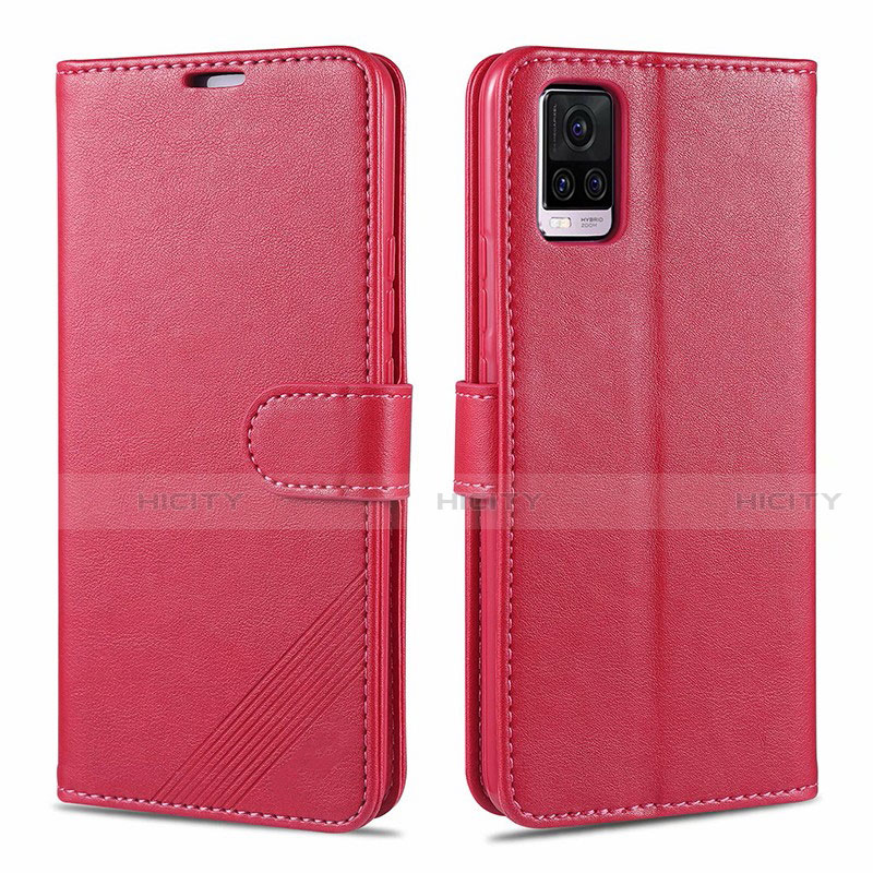 Custodia Portafoglio In Pelle Cover con Supporto L08 per Vivo V20 Pro 5G Rosso