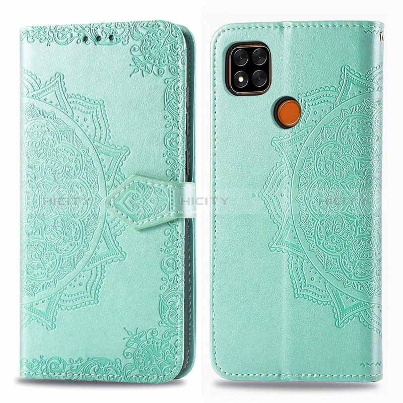 Custodia Portafoglio In Pelle Cover con Supporto L08 per Xiaomi POCO C31 Verde Pastello