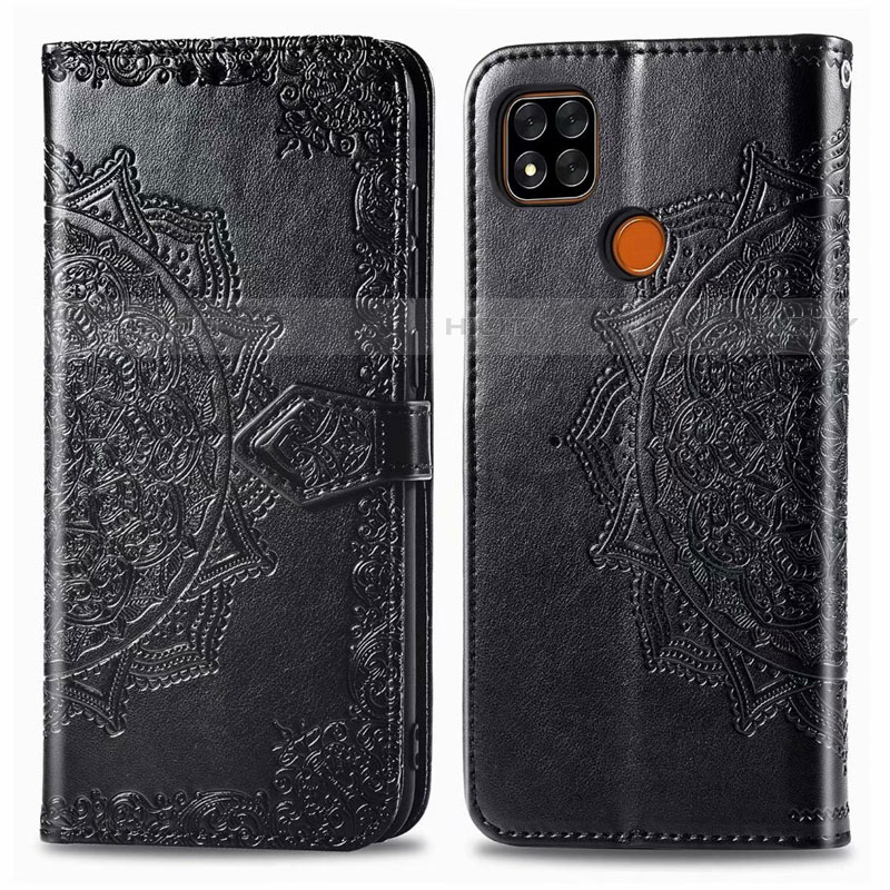 Custodia Portafoglio In Pelle Cover con Supporto L08 per Xiaomi Redmi 9 India Nero