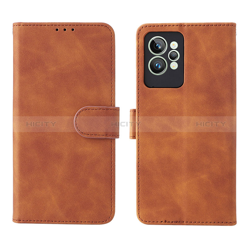 Custodia Portafoglio In Pelle Cover con Supporto L08Z per Realme GT2 Pro 5G Marrone