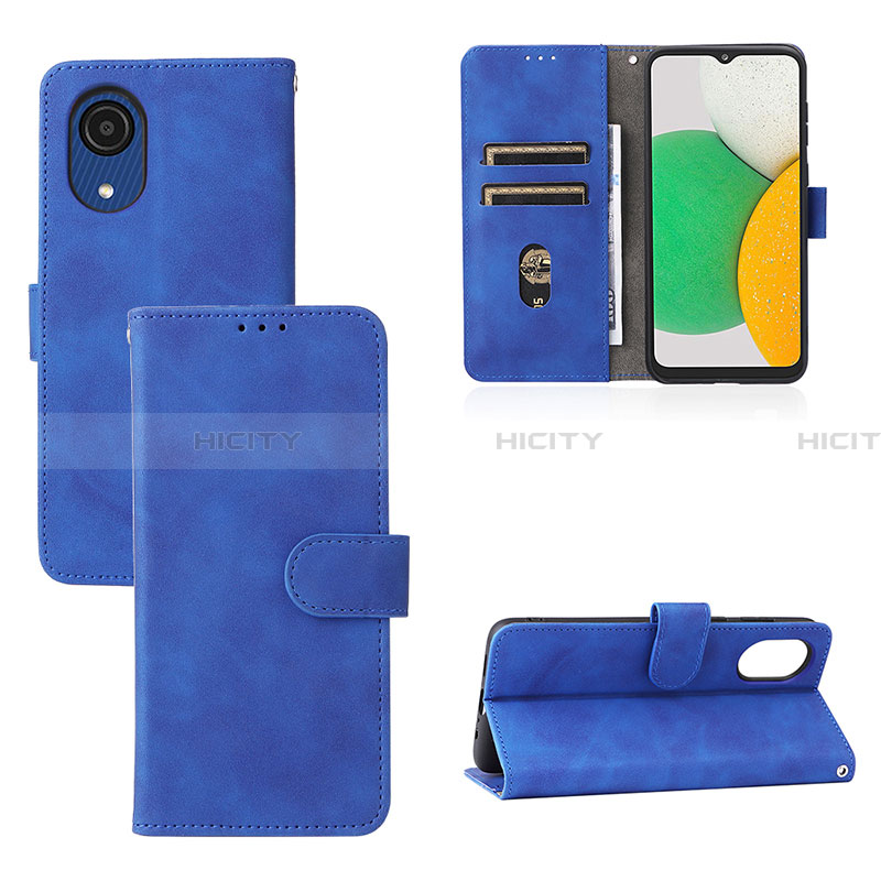 Custodia Portafoglio In Pelle Cover con Supporto L08Z per Samsung Galaxy A03 Core Blu