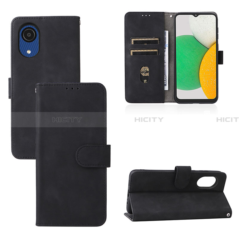 Custodia Portafoglio In Pelle Cover con Supporto L08Z per Samsung Galaxy A03 Core Nero