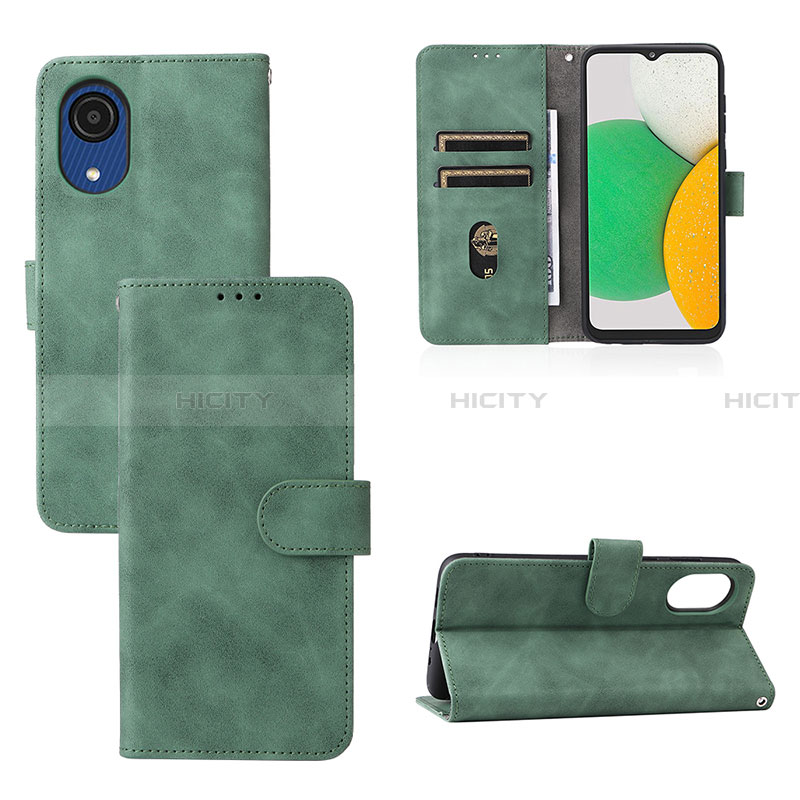 Custodia Portafoglio In Pelle Cover con Supporto L08Z per Samsung Galaxy A03 Core Verde