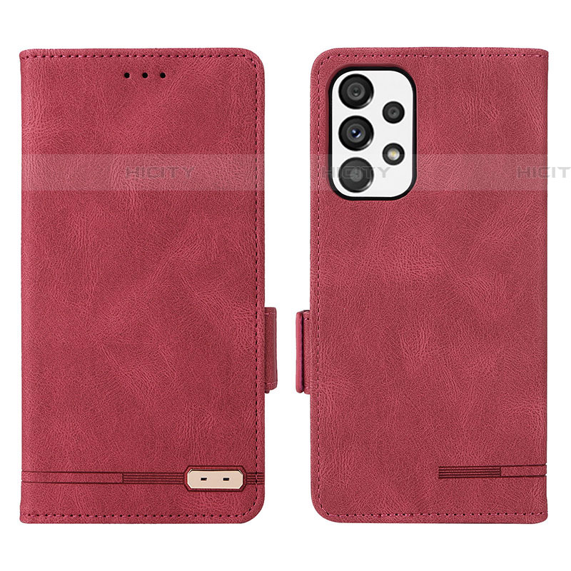 Custodia Portafoglio In Pelle Cover con Supporto L08Z per Samsung Galaxy A73 5G Rosso