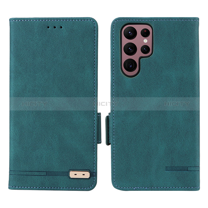 Custodia Portafoglio In Pelle Cover con Supporto L08Z per Samsung Galaxy S23 Ultra 5G Verde