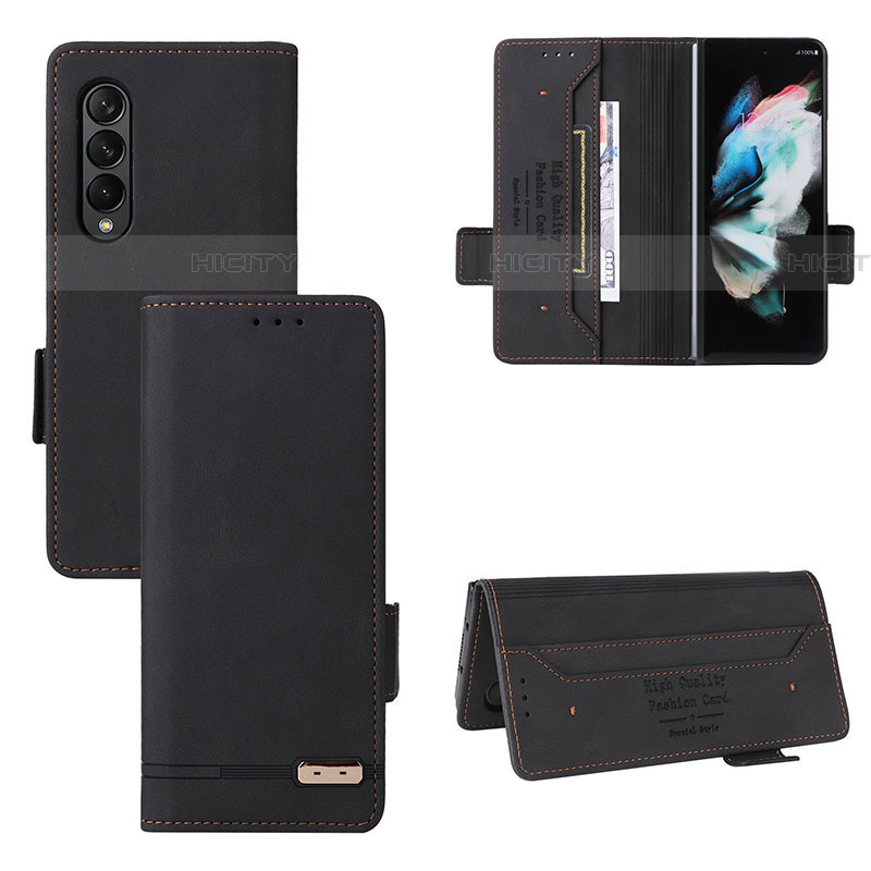 Custodia Portafoglio In Pelle Cover con Supporto L08Z per Samsung Galaxy Z Fold4 5G Nero