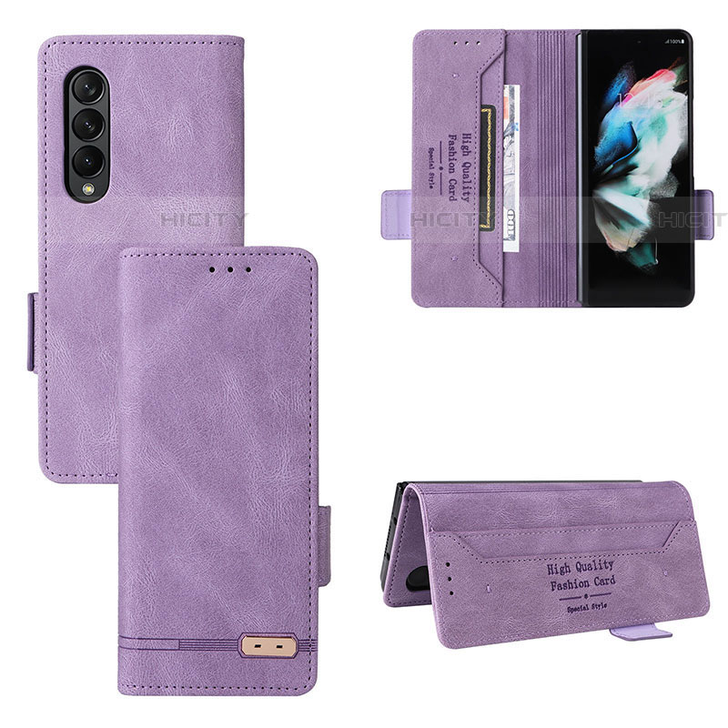 Custodia Portafoglio In Pelle Cover con Supporto L08Z per Samsung Galaxy Z Fold4 5G Viola