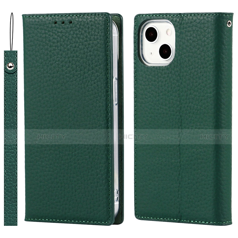 Custodia Portafoglio In Pelle Cover con Supporto L09 per Apple iPhone 14 Verde