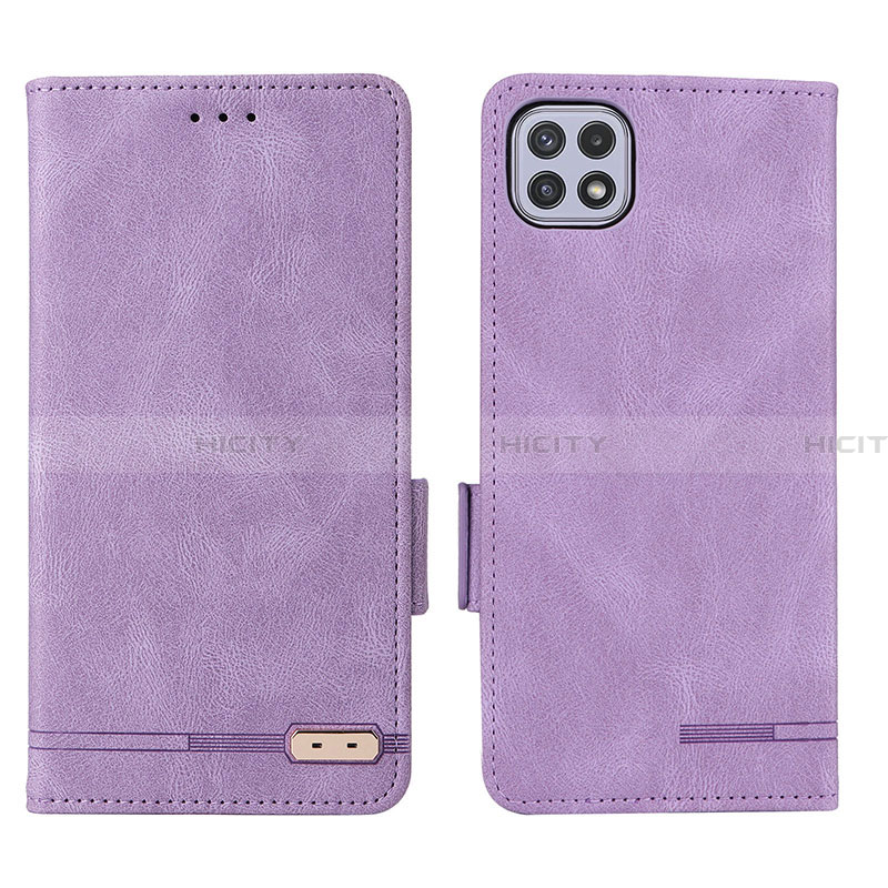 Custodia Portafoglio In Pelle Cover con Supporto L09Z per Samsung Galaxy A22 5G Viola