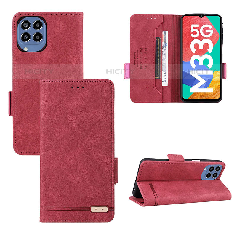 Custodia Portafoglio In Pelle Cover con Supporto L09Z per Samsung Galaxy M33 5G Rosso