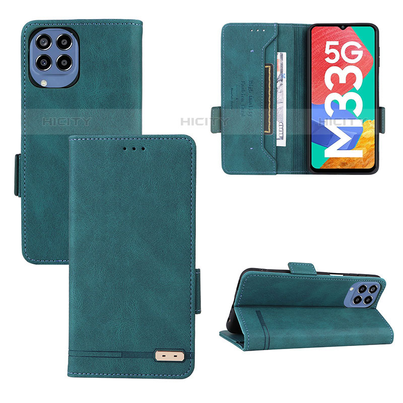 Custodia Portafoglio In Pelle Cover con Supporto L09Z per Samsung Galaxy M33 5G Verde