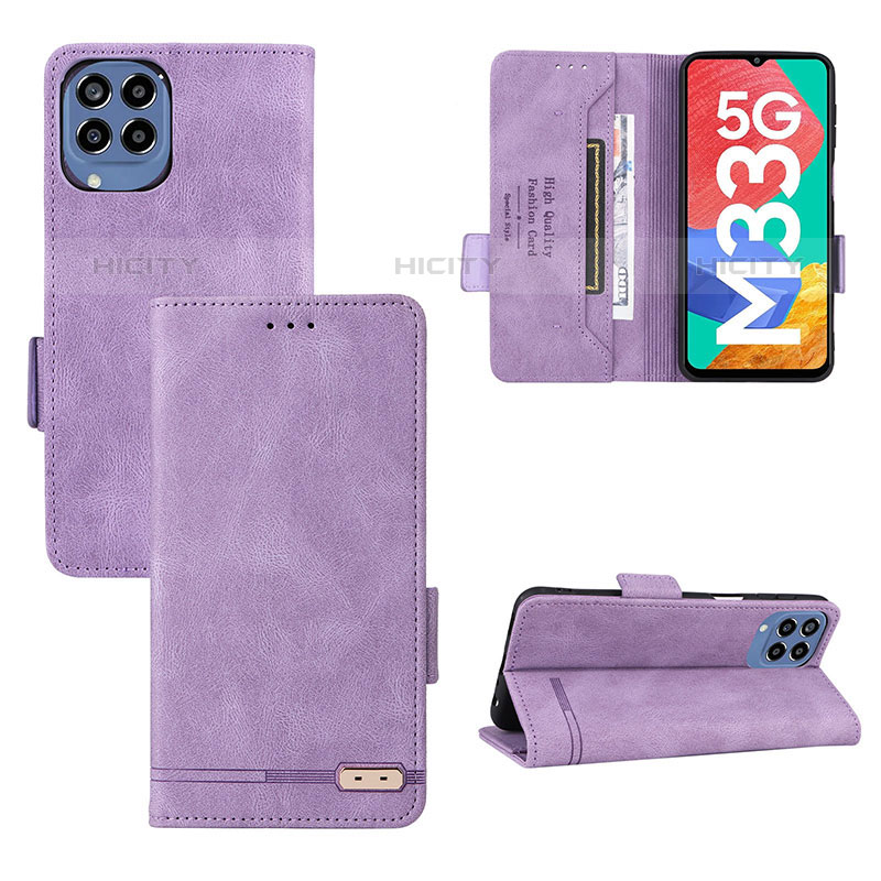 Custodia Portafoglio In Pelle Cover con Supporto L09Z per Samsung Galaxy M33 5G Viola