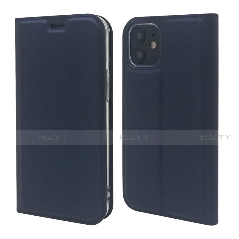 Custodia Portafoglio In Pelle Cover con Supporto L10 per Apple iPhone 12 Blu Notte