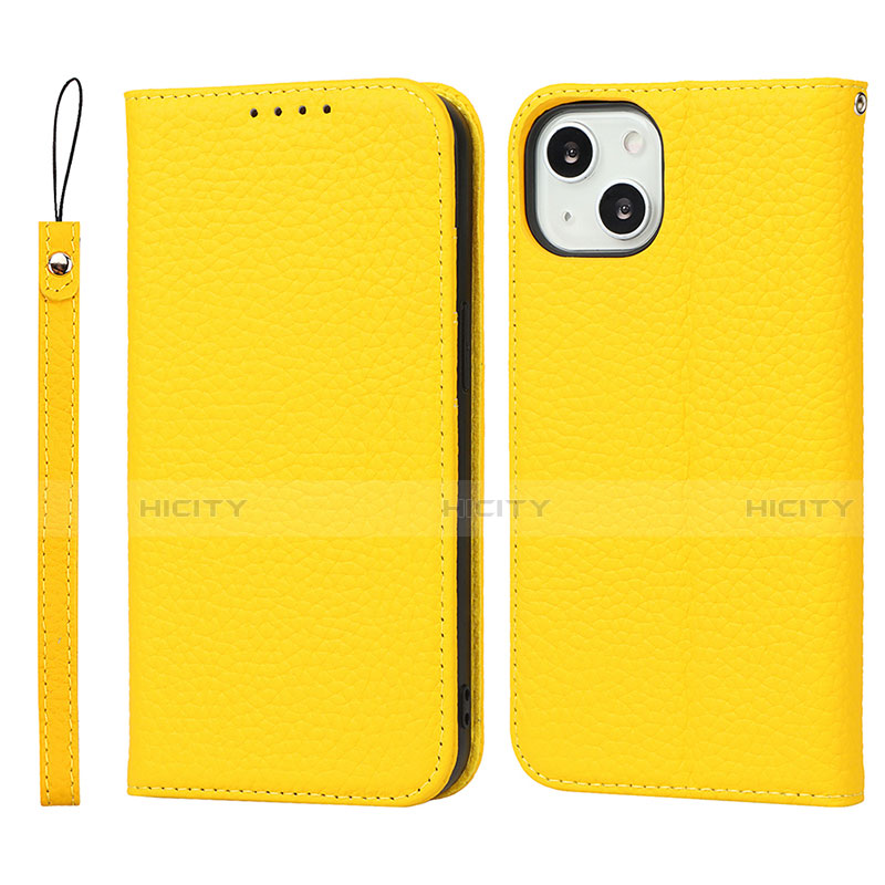 Custodia Portafoglio In Pelle Cover con Supporto L10 per Apple iPhone 13 Giallo