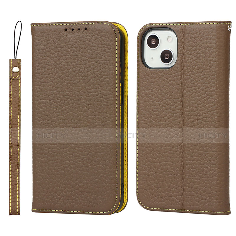 Custodia Portafoglio In Pelle Cover con Supporto L10 per Apple iPhone 13 Marrone