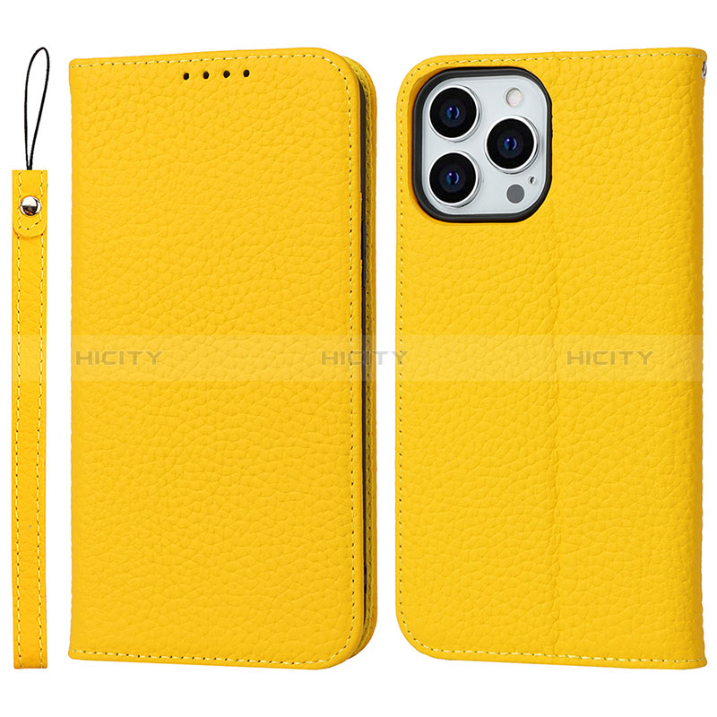 Custodia Portafoglio In Pelle Cover con Supporto L10 per Apple iPhone 14 Pro Giallo