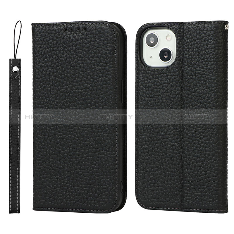 Custodia Portafoglio In Pelle Cover con Supporto L10 per Apple iPhone 15 Nero