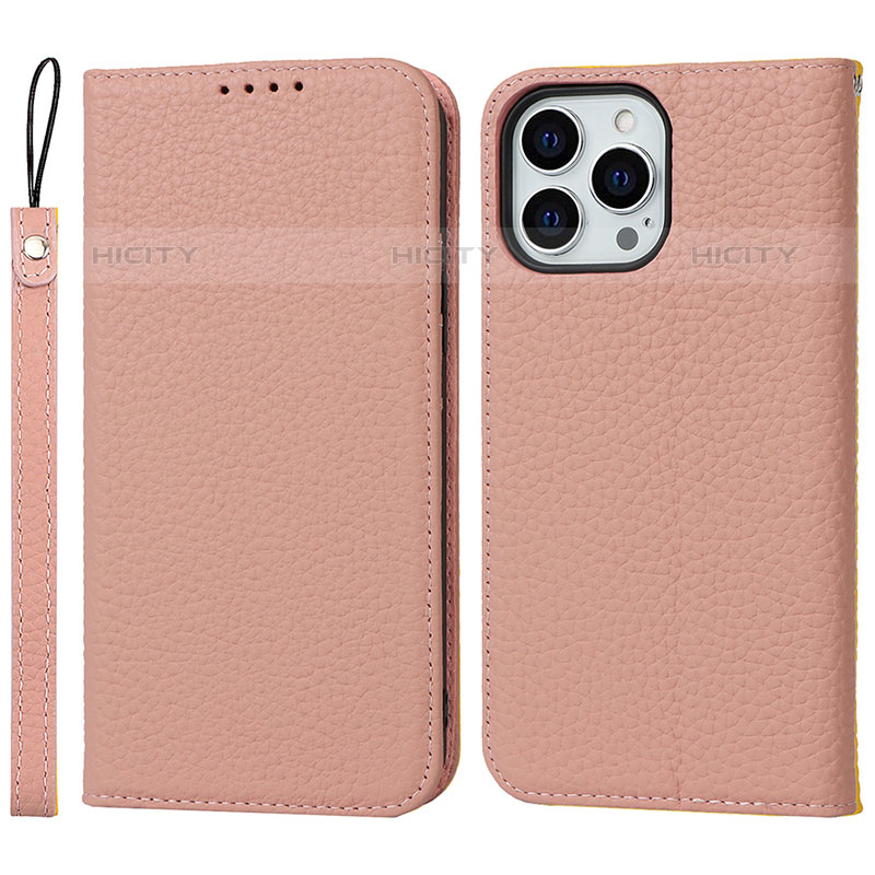 Custodia Portafoglio In Pelle Cover con Supporto L10 per Apple iPhone 15 Pro Oro Rosa