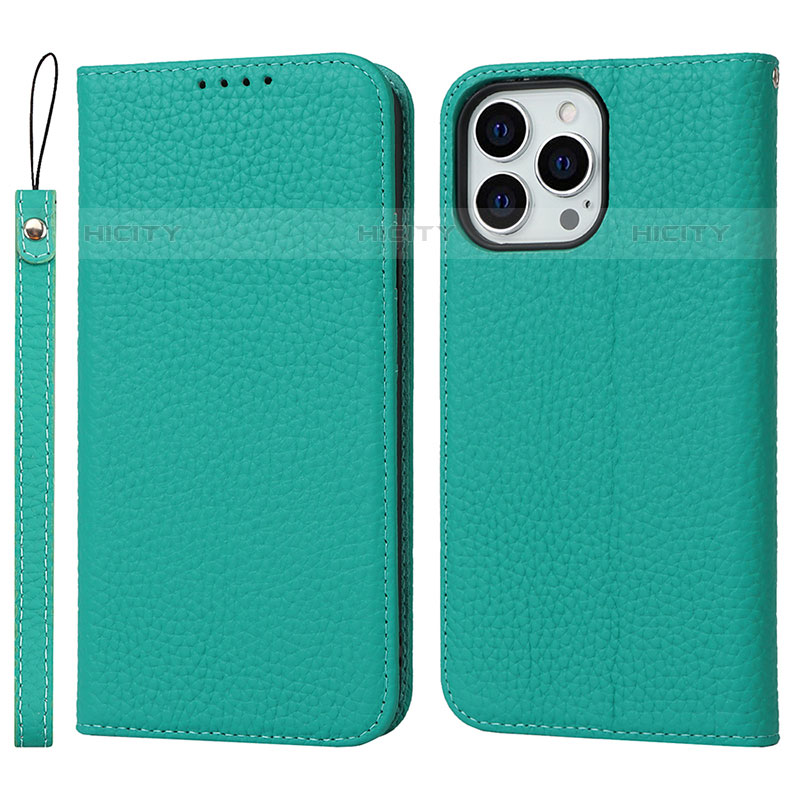 Custodia Portafoglio In Pelle Cover con Supporto L10 per Apple iPhone 15 Pro Verde