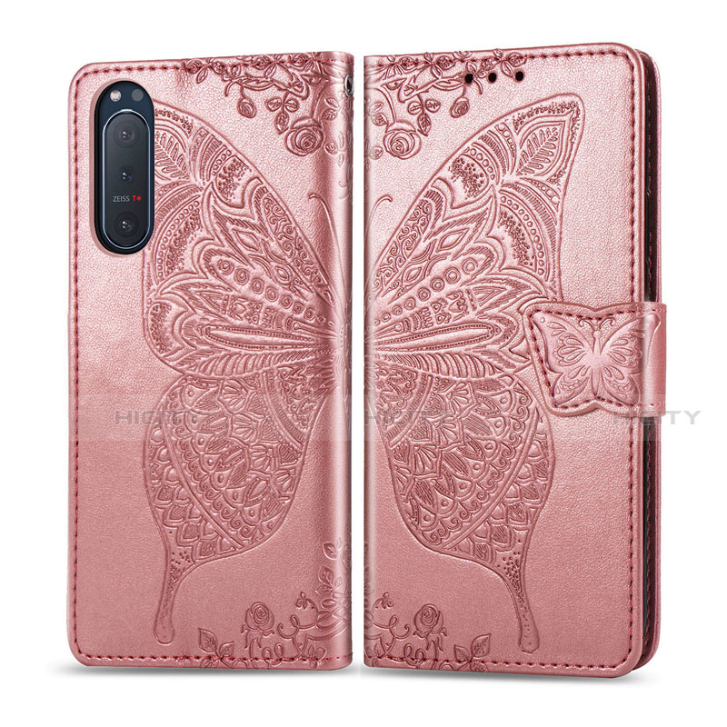 Custodia Portafoglio In Pelle Cover con Supporto L10 per Sony Xperia 5 II Oro Rosa