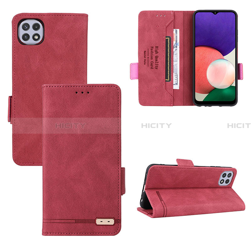 Custodia Portafoglio In Pelle Cover con Supporto L10Z per Samsung Galaxy A22 5G Rosso